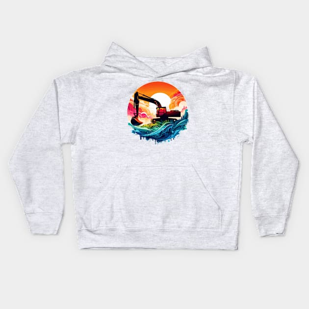 Excavator Kids Hoodie by Vehicles-Art